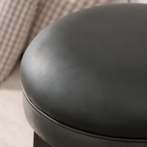 Vista 6 de Leick Home Calton Taburete de mostrador, con asiento giratorio, para cocina o comedor, piel sintética negra y piedra gris, paquete de 2, 10118GS/BL