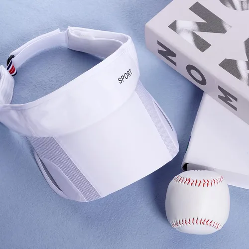 Vista 6 de Paquete de 2 sombreros de verano con visera para el sol, ajustable, para mujer, protección UV, con ala retráctil, viseras de tenis, multicolor