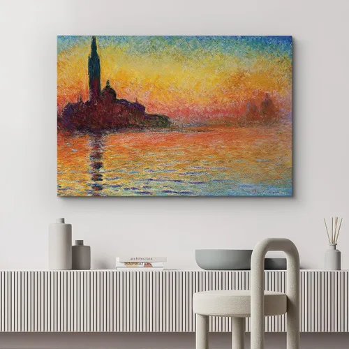 Vista 104 de wall26 Prado con álamos por Claude Monet - Arte moderno impresionista, arte en lienzo para el hogar, 12 x 18 pulgadas