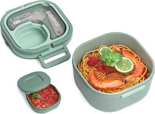 Vista 5 de PEDECO - Caja azul individual Bento, utensilios divisores extraíbles, aptos para microondas Single compartment w/ removable divider Customize