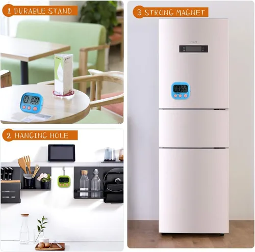 Vista 7 de Temporizador digital de cocina, pantalla de visualización grande, alarma fuerte, soporte magnético fuerte, temporizador de juego para maestros