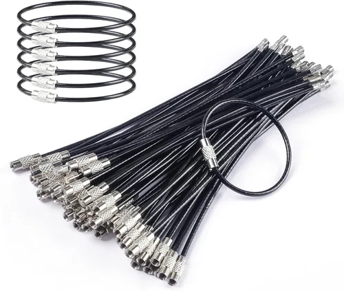 Vista 11 de Uniclife 4 Inch Wire Keychain Cable Large Stainless Steel Key Ring Loop Holder for Luggage Tag Keeper for Travel