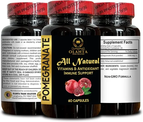 Vista 2 de Extracto de granada - Mezcla de fruta de granada, semillas y extracto de cáscara, antioxidantes veganos, jugo de granada en polvo, suplemento