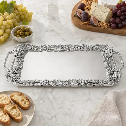 Vista 7 de Arthur Court - Bandeja decorativa de aluminio para servir uvas, 21 x 10 pulgadas