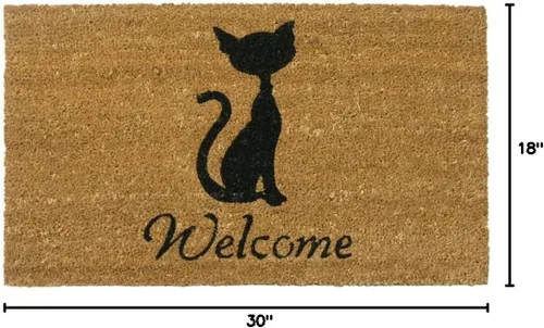 Vista 3 de Rubber-Cal Meow Welcome Mats Felpudo para gatos, 18 x 30 pulgadas, color marrón