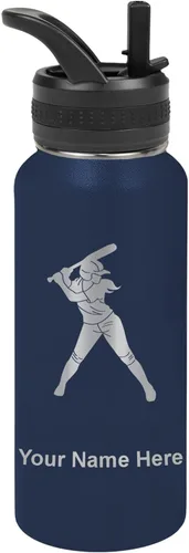 Vista 72 de LaserGram Botella de agua personalizada de 32 onzas, jugador de softbol Regalo grabado para jugadores de sóftbol, acero inoxidable aislado al vacío
