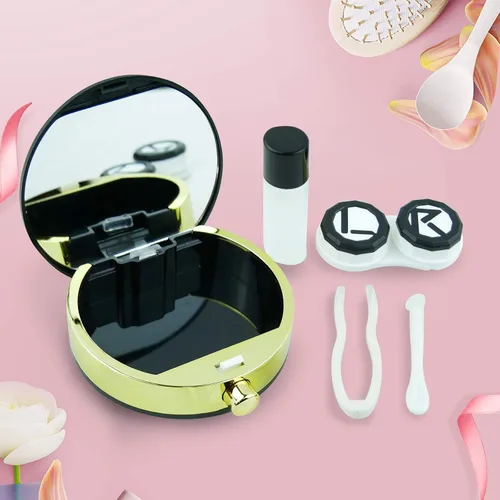Vista 5 de Estuche para lentes de contacto – Caja de almacenamiento portátil premium para contactos oculares – Funda de contacto definitiva para tres pares