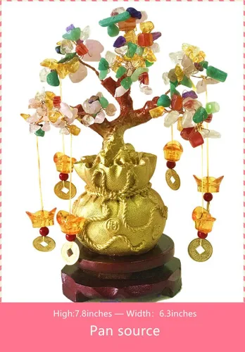 Vista 2 de Árbol de la Abundancia de Feng Shui de citrino/Árbol de Dinero de citrino y Árbol de citrino, Árbol de Cristal de Grifo/Árbol de Fortuna de Dragón