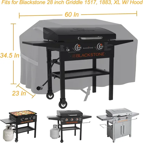 Vista 2 de Cubierta de parrilla para parrilla Blackstone ProSeries de 28 pulgadas, cubierta de parrilla 5483 con parte superior plana de 60 pulgadas