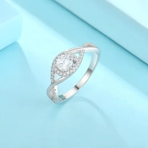 Vista 4 de JO WISDOM Anillo de plata de ley 925 para mujer, anillo de compromiso de boda y aniversario con anillo de circonita cúbica 5A de 0.197 in