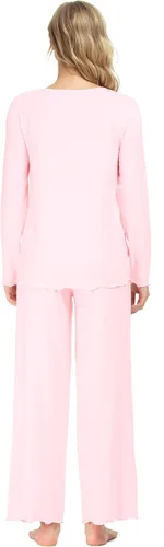 Vista 2 de NACHILA Conjunto de pijama de bambú de manga larga para mujer, conjunto de pantalones de pijama suave S-XXL
