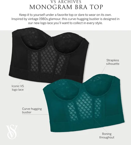 Vista 4 de Victoria's Secret VS Archives Monogram Bra Top, lencería de mujer (32B-38DD)