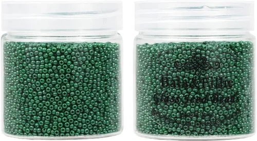 Vista 4 de Bala&Fillic Tamaño casi uniforme Cuentas de semillas redondas de color verde ejército de 2 mm Aproximadamente 10000 piezas/110 gramos en caja
