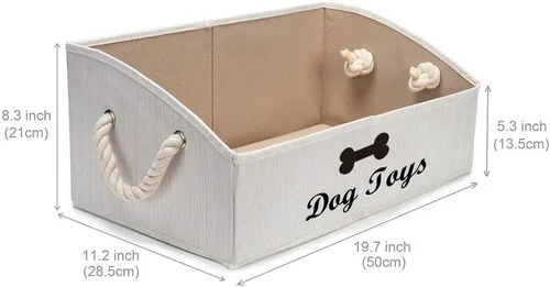 Vista 7 de Geyecete - Cajas grandes plegables de tela para almacenamiento de juguetes de perro, organizadores trapezoidales con asa de cuerda trenzada, cestas