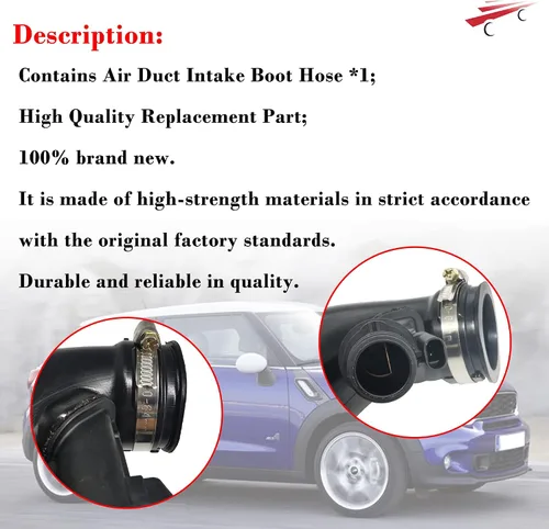 Vista 5 de OKAY MOTOR 13717627501 Tubo de admisión de manguera de entrada de conducto de aire para 2009-2016 MINI Cooper Countryman Paceman S Clubman Roadster