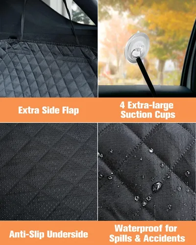 Vista 5 de PETICON - Funda para compartimiento de carga para SUV para perros con ventana de malla, forro de carga para mascotas impermeable, tapete