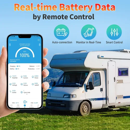 Vista 3 de Batería de litio LiFePO4 de 12 V 100 Ah con Bluetooth, BMS integrado, protección a baja temperatura, más de 5000 ciclos, celdas de batería