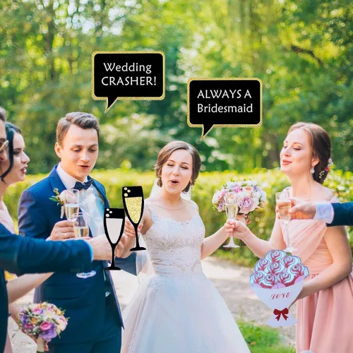 Vista 6 de 52 accesorios para cabina de fotos de boda con palo, accesorios divertidos para cabina de fotos, suministros de fiesta de boda para novia, novio