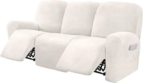 Vista 13 de Funda para sofá reclinable de 8 piezas, terciopelo elástico para sofá reclinable de 3 plazas, funda suave y gruesa para sofá reclinable, protector