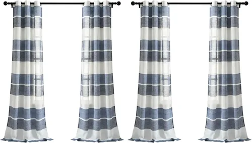 Vista 9 de Lush Decor Par de paneles de cortinas transparentes con ojales y textura beige para ventana (84 x 38 pulgadas)
