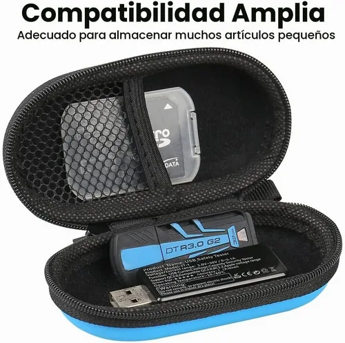 Vista 3 de Funda para auriculares, RISETECH Estuche de transporte para auriculares EVA con cremallera, bolsa de almacenamiento para auriculares, pequeña Azul