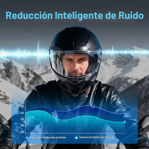 Vista 5 de vernee Altavoces Bluetooth para casco de motocicleta, 4 conductores, intercomunicador de 1.2 mi, con 2 micrófonos tipo, impermeabilidad