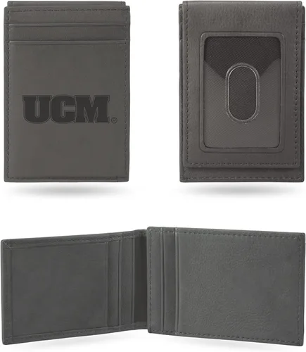 Vista 26 de Rico Industries NCAA - Cartera de bolsillo frontal grabada con láser gris, compacta, cómoda, delgada