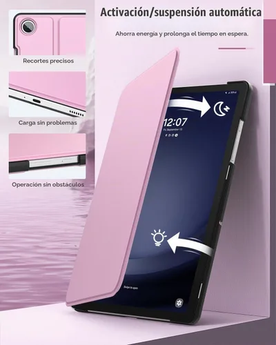 Vista 6 de MoKo Funda para Samsung Galaxy Tab A9+/A9 Plus de 11 pulgadas 2023, carcasa protectora trasera rígida delgada con soporte de visualización y Rosa