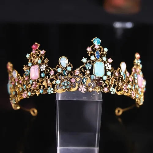 Vista 4 de hair jewelry crown tiaras for women Baroque Retro Princess Headdress Tiara Bridal Crown For Women Crystal Queen Selection Hair Band Party Birthday