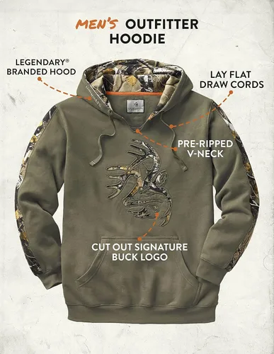 Vista 4 de Legendary Whitetails - Sudadera con capucha para hombre con detalles de camuflaje