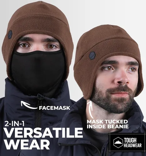 Vista 15 de Tough Headwear Skull Cap with Mask Men, Winter Running Gear, Motorcycle Winter Gear, Helmet Liners, Ski Hat, Thermal Beanie