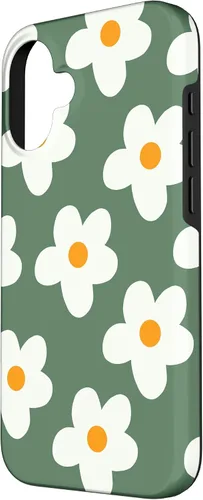 Vista 2 de Retro 60s flower vintage floral pattern sage green Groovy Case for iPhone 16