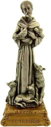 Vista 23 de Estatua de estatua de estatua de peltre de Nuestra Señora de Gracia sobre base de tono dorado, 4 1/2 pulgadas