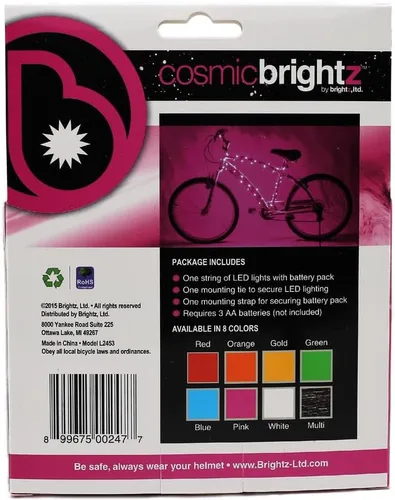 Vista 6 de Brightz CosmicBrightz - Cuerda de luz LED para marco de bicicleta, cuerda de 6.5 pies, funciona con pilas con interruptor de encendido/apagado Rosa