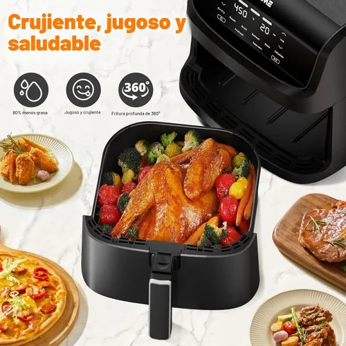 Vista 7 de DEIME Freidora de aire de 7.2 cuartos de galón, 1700 W, horno sin aceite, cocina saludable, freidoras de aire de gran capacidad con 8 ajustes