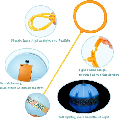 Vista 3 de 3 unidades de bolas de salto de tobillo iluminadas, juego deportivo que brilla en la oscuridad para adultos, anillo de salto para niños, recreo