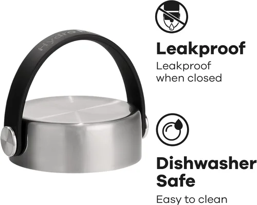 Vista 4 de Tapas de Hidro Flask – Tapa de repuesto con tapón flexible para botellas de agua de boca ancha, de acero inoxidable