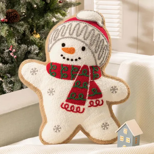 Vista 14 de Phantoscope Almohada Decorativa de Feliz Navidad Pan de Jengibre, Almohadas de Peluche Teddy Navideñas con Forma de Pan de Jengibre con Gorro
