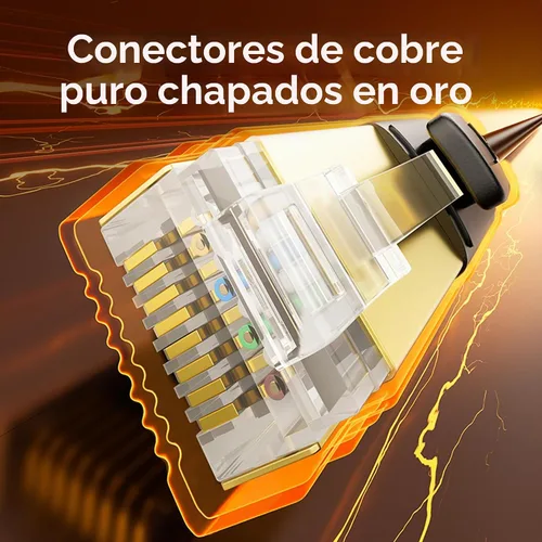 Vista 4 de Cable Ethernet Cat 8, 2 paquetes de cable de red de alta velocidad de 40 Gbps 2000 Mhz RJ45 blindado para interiores, cables LAN resistentes