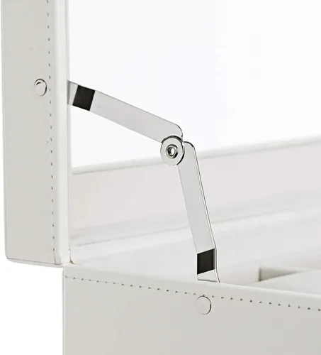 Vista 4 de BEWISHOME Organizador de caja de reloj 20 hombres y mujeres caja de reloj Soporte de almacenamiento Bisagra de metal blanco PU cuero superior