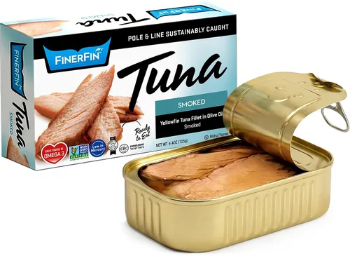 Vista 12 de FinerFin - Ensalada de atún de aleta amarilla en aceite de oliva orgánico Atún gourmet Atún enlatado con AOVE Filetes gourmet listos