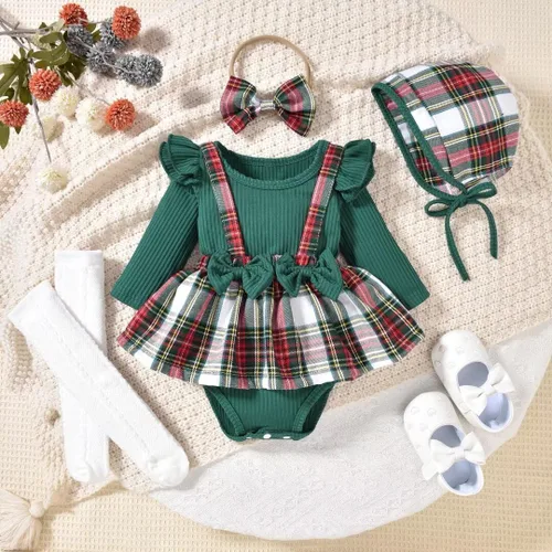 Vista 12 de Unutiylo Ropa de bebé recién nacida prematura con tirantes, traje de otoño e invierno, traje de manga larga con volantes