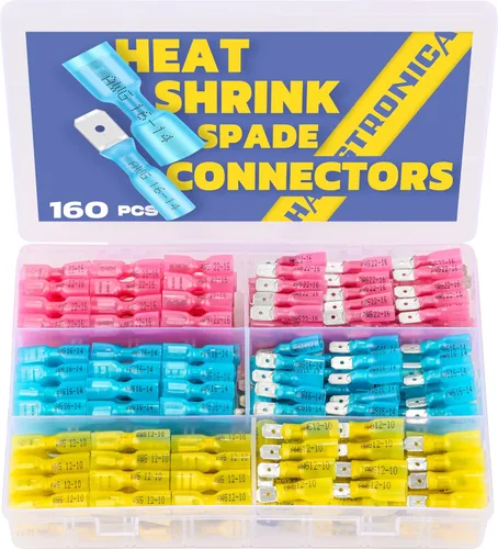 Vista 8 de haisstronica 100 conectores de pala termorretráctiles, AWG 22-10, conectores de cable de desconexión rápida, terminales de pala hembra y macho