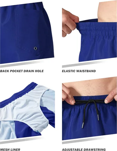 Vista 4 de NOMINATE Traje de baño para hombre, de secado rápido, con forro de malla para playa, natación, surf