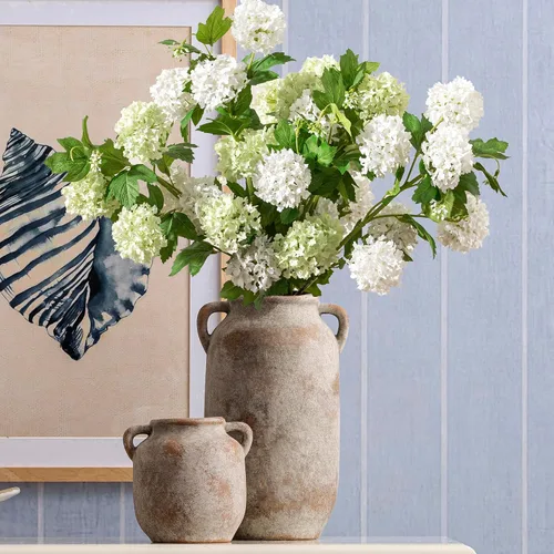 Vista 7 de Florero Grande para Decoración del Hogar - Jarrones de Mesa Rústicos de Granja de Cerámica de 12 Pulgadas de Alto con Asa, Decoración de Sala