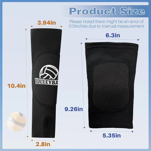 Vista 2 de Juego de mangas para brazos y rodilleras de voleibol con almohadillas de protección y orificio para el pulgar, equipo de entrenamiento de voleibol