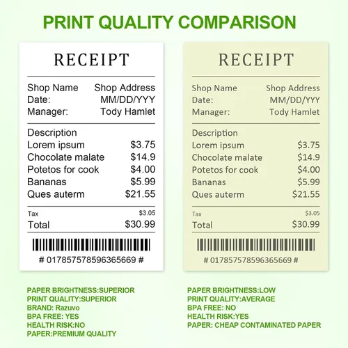 Vista 3 de (100 Rolls) 2 1/4 x 50 Thermal Receipt Paper, White BPA-Free, Compatible with POS, Credit Card Terminals and Most Register Machines