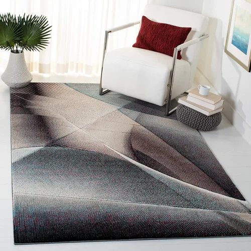 Vista 30 de SAFAVIEH Hollywood Collection - Alfombra decorativa de 2 pies 3 pulgadas x 4 pies, beige y azul, diseño moderno de mediados de siglo, no desprende