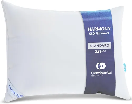 Vista 4 de Continental Bedding Harmony White Goose Down Pillow 550 Fill Power Medium Loft 100% algodón 300 hilos Shell tamaño estándar 1 paquete fabricado