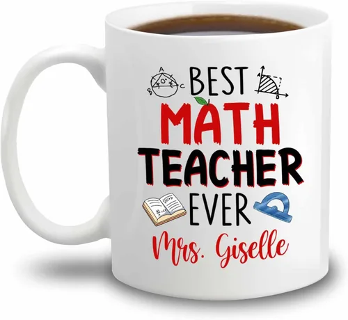 Vista 19 de Taza de cerámica blanca personalizada con nombre "A Day Without Math Is Like Just Kidding I Have No Idea", taza de café personalizada
